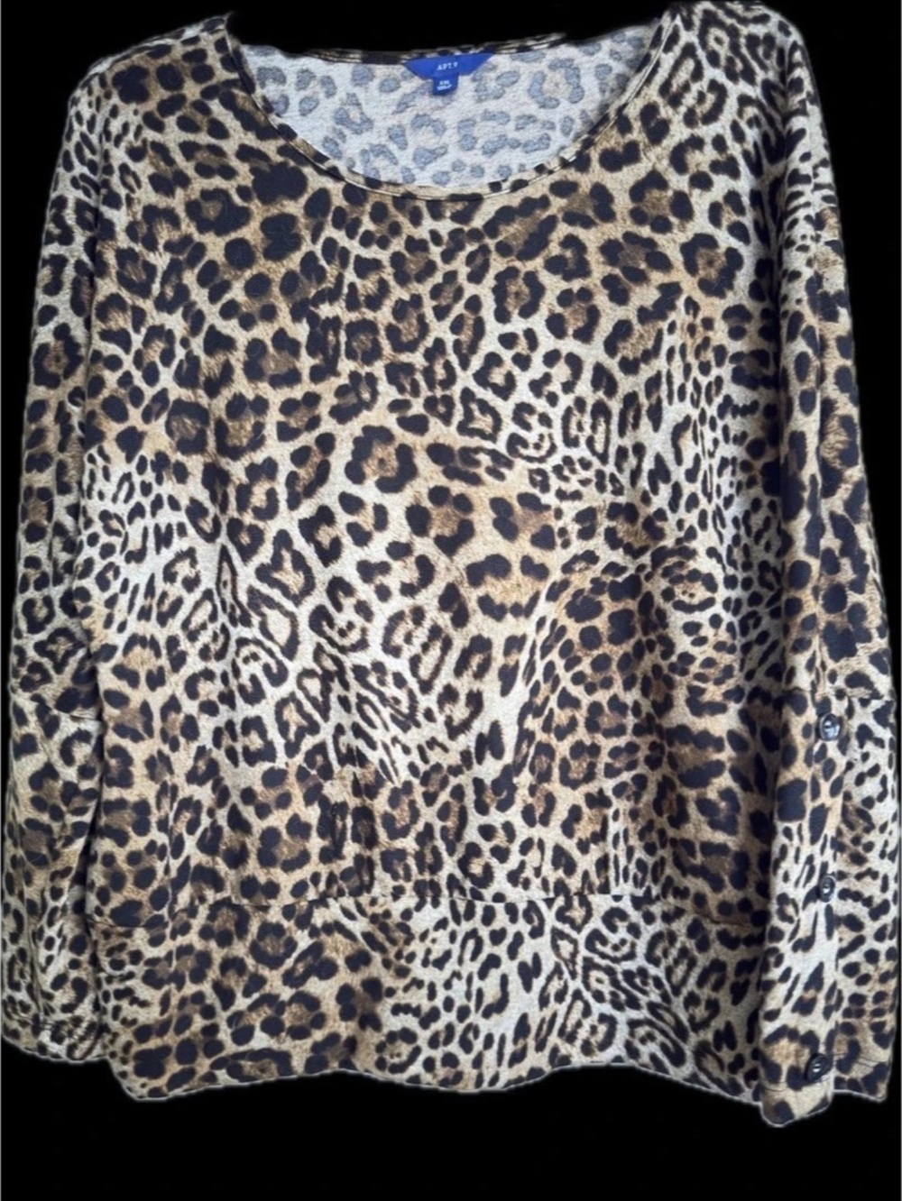 APT.9 Animal Print Long Sleeve Top XXL Like New